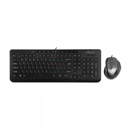 Клавиатура + мышь проводная Delux DLD-6220OUB черный