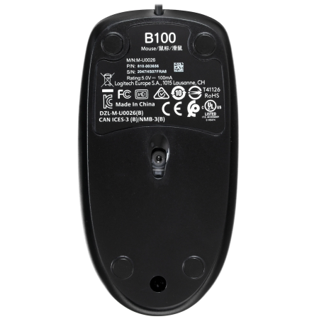 Мышь проводная Logitech B100 (910-003357) черный