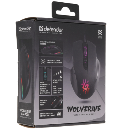 Мышь проводная Defender Wolverine GM-700L (52700) черный