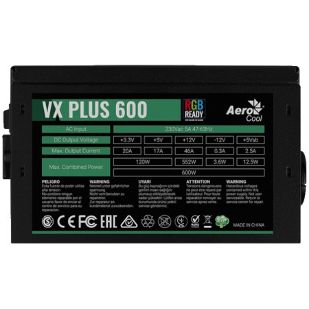 Блок питания Aerocool VX PLUS 600 (ACPN-VS60NEY.11) черный