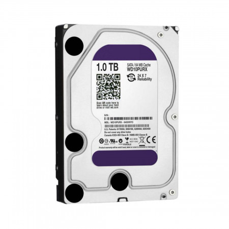 1 ТБ Жесткий диск Western Digital Purple IntelliPower (WD10PURX) серый