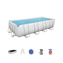 Бассейн каркасный Bestway Power Steel Rectangular 56670 (488x244x122 см) серый