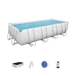 Бассейн каркасный Bestway Power Steel Rectangular 56671 (488х244х122 см) серый