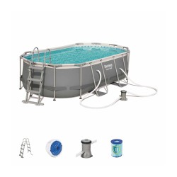 Бассейн каркасный BESTWAY Power Steel Oval 56620 (427х250х100 см) серый