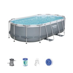 Бассейн каркасный BESTWAY Power Steel Oval 56448 (488х305х107 см) серый Бассейн каркасный BESTWAY Power Steel Oval 56448 (488х305х107 см) серый