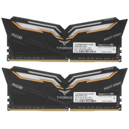 Оперативная память Team Group T-Force Night Hawk RGB (TF14D416G3200HC16CDC01) 16 ГБ черный