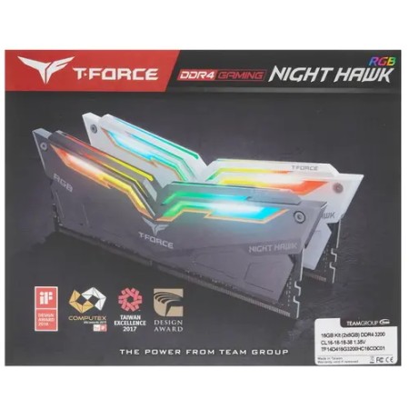 Оперативная память Team Group T-Force Night Hawk RGB (TF14D416G3200HC16CDC01) 16 ГБ черный