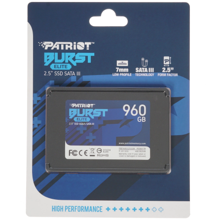 960 ГБ SSD диск Patriot Burst Elite (PBE960GS25SSDR) черный