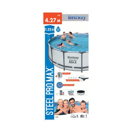 Бассейн каркасный BESTWAY Steel Pro MAX 5612X (427x427х122 см) серый