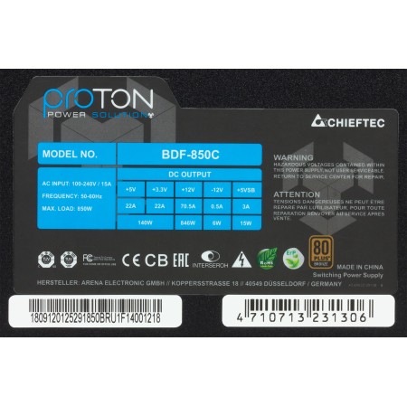 Блок питания Chieftec Proton 850W (BDF-850C) черный