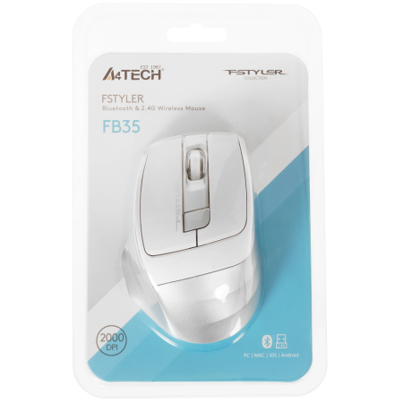 Мышь беспроводной A4Tech Fstyler FB35 (FB35-Icy/White) ледяной-белый