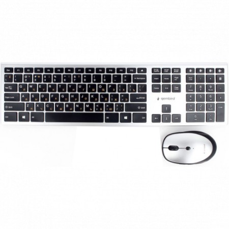 Клавиатура + мышь беспроводная Gembird KBS-8100 серебристый