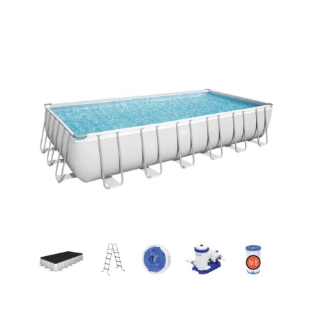Бассейн каркасный BESTWAY Power Steel Rectangular 56474 (732х366х132 см) серый