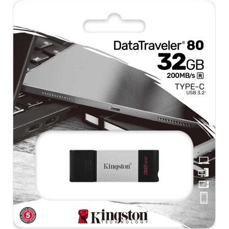 32 ГБ USB Флеш-накопитель Kingston DataTraveler 80 (DT80/32GB) черный