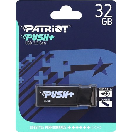 32 ГБ USB Флеш-накопитель Patriot Push+ (PSF32GPSHB32U) черный