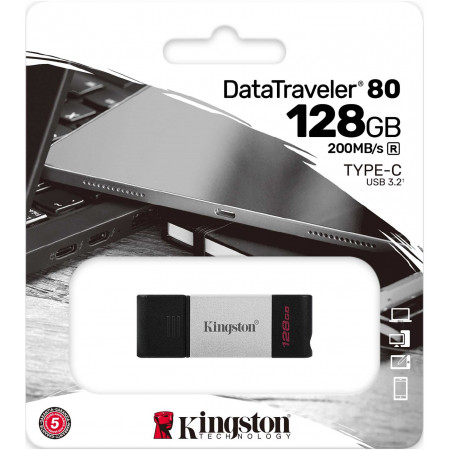 128 ГБ USB Флеш-накопитель Kingston DT80 (DT80/128GB) черный