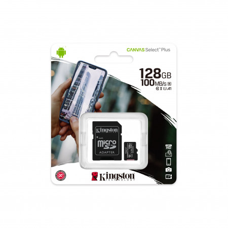 128 ГБ Карта памяти Kingston Canvas Select Plus microSDXC (SDCS2/128GB) + адаптер черный