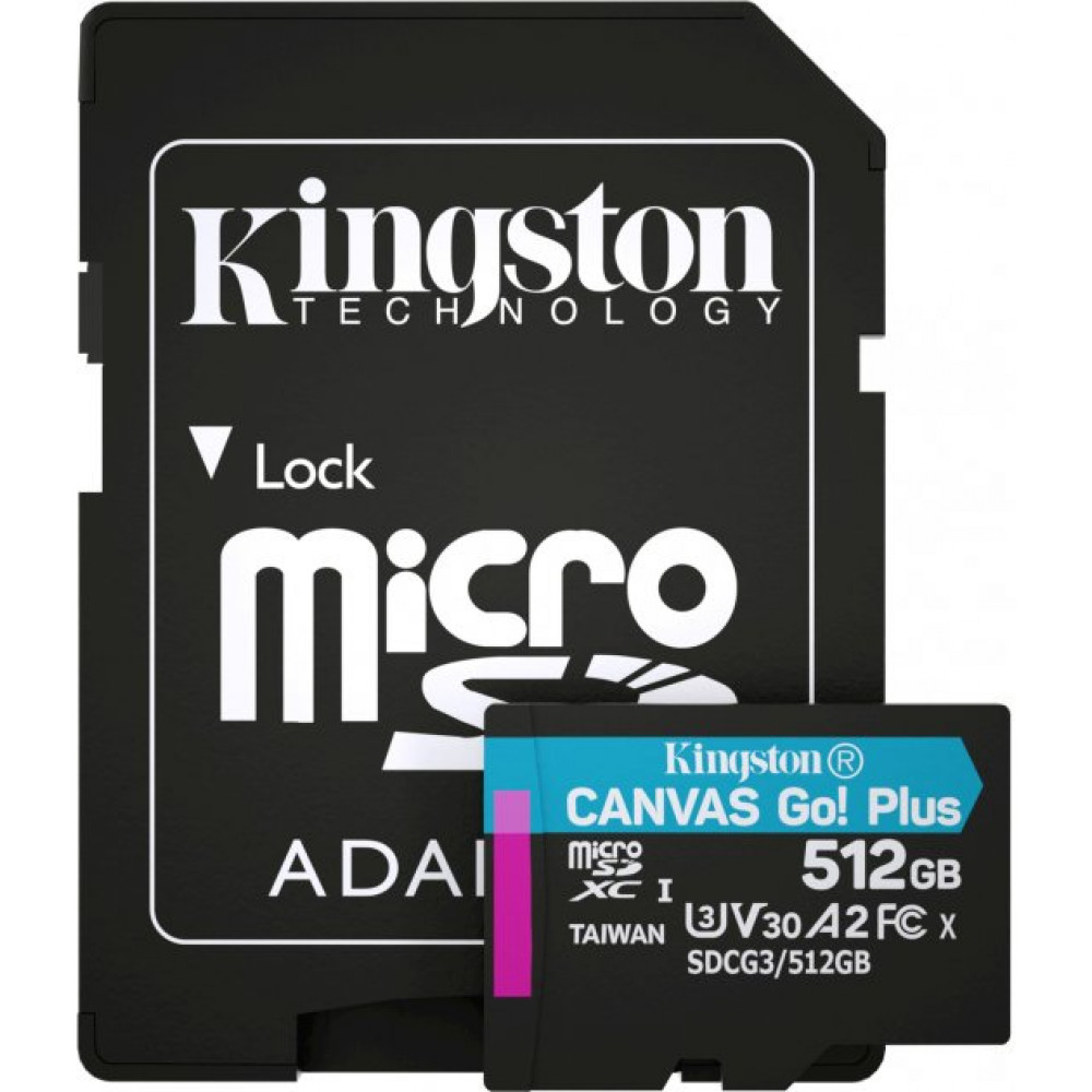 512 ГБ Карта памяти Kingston Canvas Go! Plus microSDXC (SDCG3/512GB) +адаптер