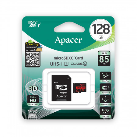 128 ГБ Карта памяти Apacer microSDXC (AP128GMCSX10U5-R) черный