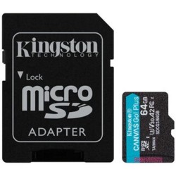 64 ГБ Карта памяти Kingston Canvas Go! Plus microSDXC (SDCG3/64GB) + адаптер черный