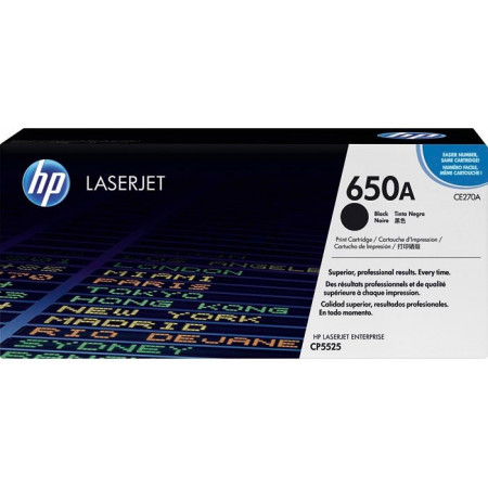 Тонер-картридж лазерный HP 650A (CE270A) черный (повышенная емкость)