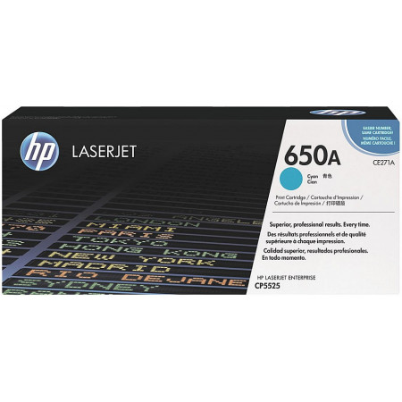 Тонер-картридж лазерный HP 650A (CE271A) голубой (повышенная емкость)