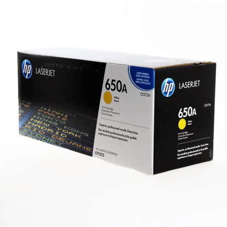 Тонер-картридж лазерный HP 650A (CE272A) желтый (повышенная емкость)