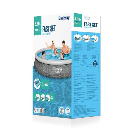 Бассейн надувной BESTWAY Fast Set 57376 (396x396х84 см) серый