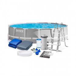 Бассейн каркасный INTEX Prism Frame 26724NP (457x457х107 см) серый Бассейн каркасный INTEX Prism Frame 26724NP (457x457х107 см) серый