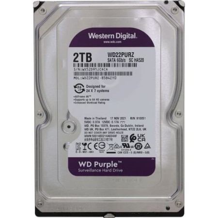 2000 ГБ HDD диск Western Digital Purple (WD22PURZ) фиолетовый