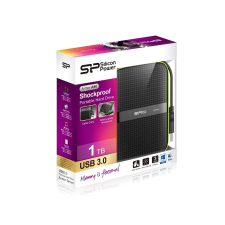 1 ТБ Внешний жесткий диск Silicon Power A60 (SP010TBPHDA60S3K) черный/зеленый