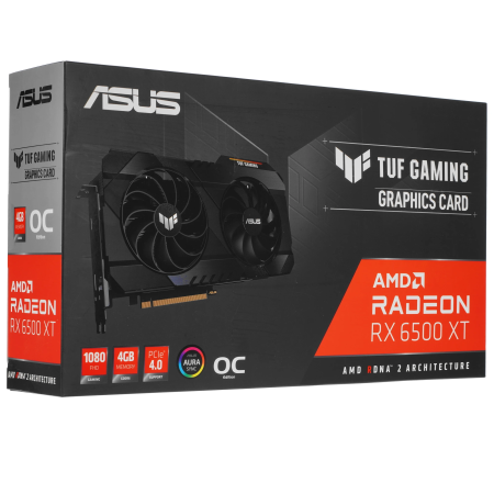 Видеокарта ASUS TUF Gaming Radeon RX 6500 XT OC Edition (TUF-RX6500XT-O4G-GAMING) 4 Гб черный