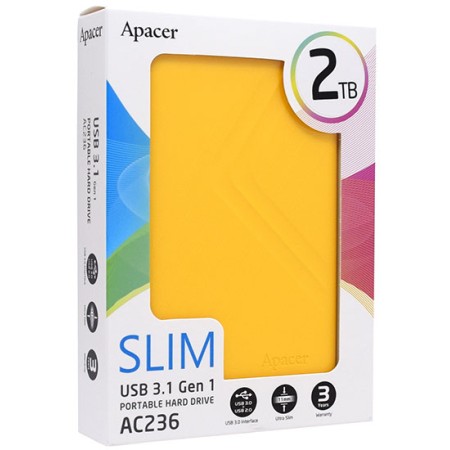 2 ТБ Внешний жесткий диск Apacer AC236 (AP2TBAC236Y-1) желтый