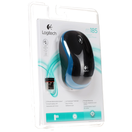 Мышь беспроводная Logitech M185 (910-002239) черно-синий