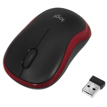 Мышь беспроводная Logitech M185 (910-002240) черно-красный