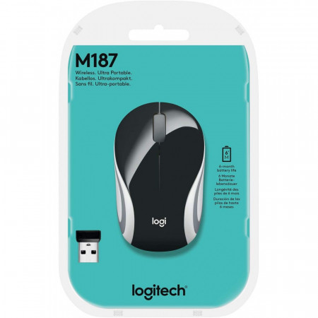 Мышь беспроводная Logitech Wireless M187 Mini Black (910-002731) черно-белый