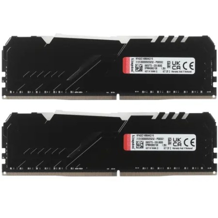 Оперативная память Kingston FURY Beast Black RGB (KF432C16BBAK2/16) 16 ГБ черный
