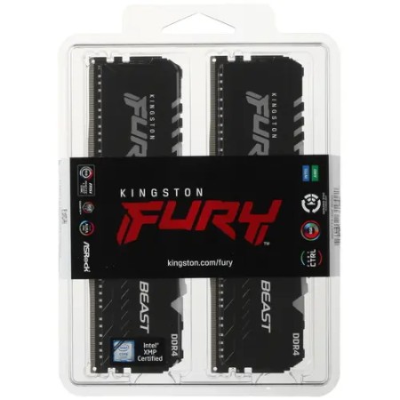 Оперативная память Kingston FURY Beast Black RGB (KF432C16BBAK2/16) 16 ГБ черный