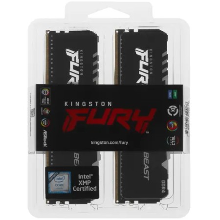 Оперативная память Kingston FURY Beast Black RGB (KF436C17BBAK2/16) 16 ГБ черный