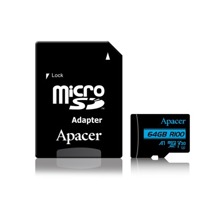 64 ГБ Карта памяти Apacer microSDXC (AP64GMCSX10U7-R) черный + адаптер