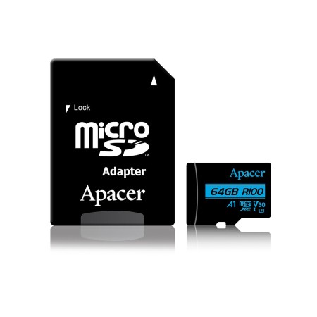 64 ГБ Карта памяти Apacer microSDXC (AP64GMCSX10U7-R) черный + адаптер