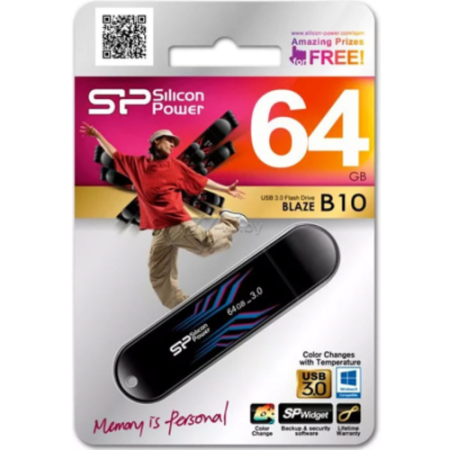 64 ГБ USB Флеш-накопитель Silicon Power Blaze B10 (SP064GBUF3B10V1B) черный