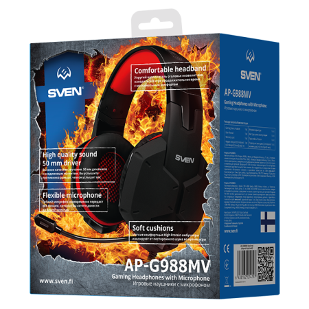 Наушники SVEN AP-G988MV (SV-014797) черный/красный