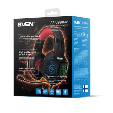 Наушники SVEN AP-U988MV (SV-014780) черный/красный