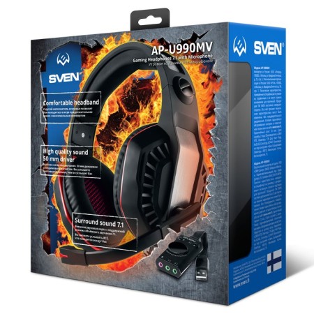 Наушники SVEN AP-U990MV (SV-016128) черный/красный