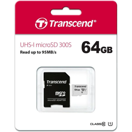 64 ГБ Карта памяти Transcend 300S microSDXC (TS64GUSD300S) белый