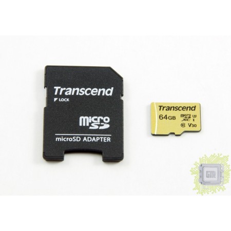 64 ГБ Карта памяти Transcend 500S microSDXC (TS64GUSD500S) черный + адаптер