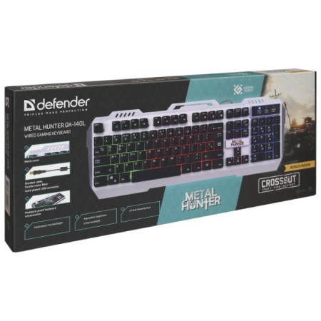 Клавиатура проводная Defender Metal Hunter GK-140L (45140) белый