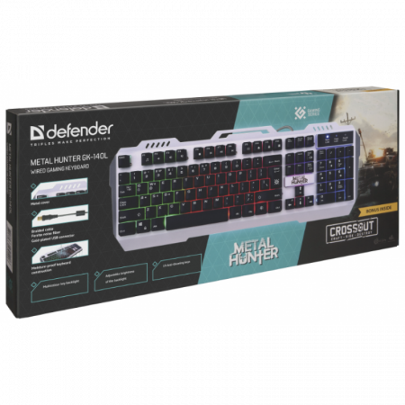 Клавиатура проводная Defender Metal Hunter GK-140L (45140) белый