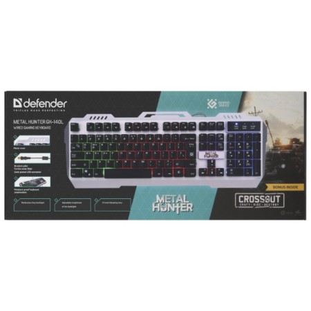 Клавиатура проводная Defender Metal Hunter GK-140L (45140) белый
